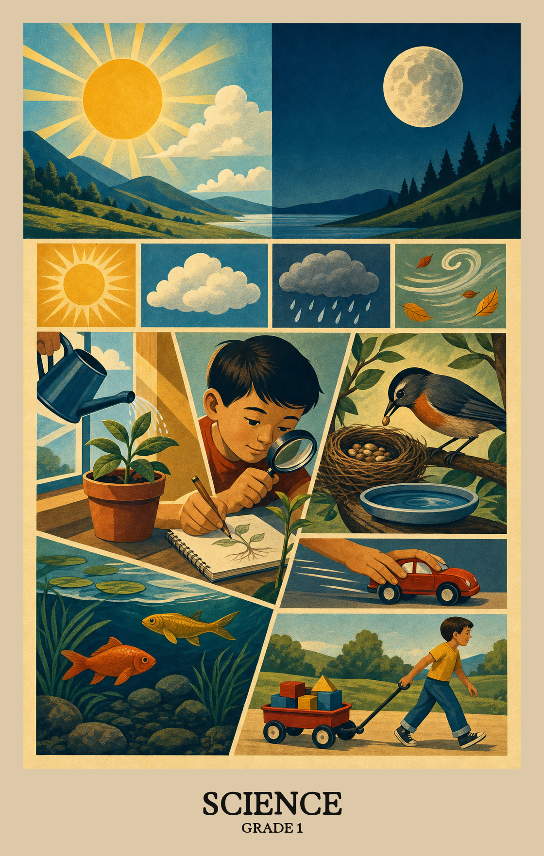 Illustration of what students learn in Grade 1 Science