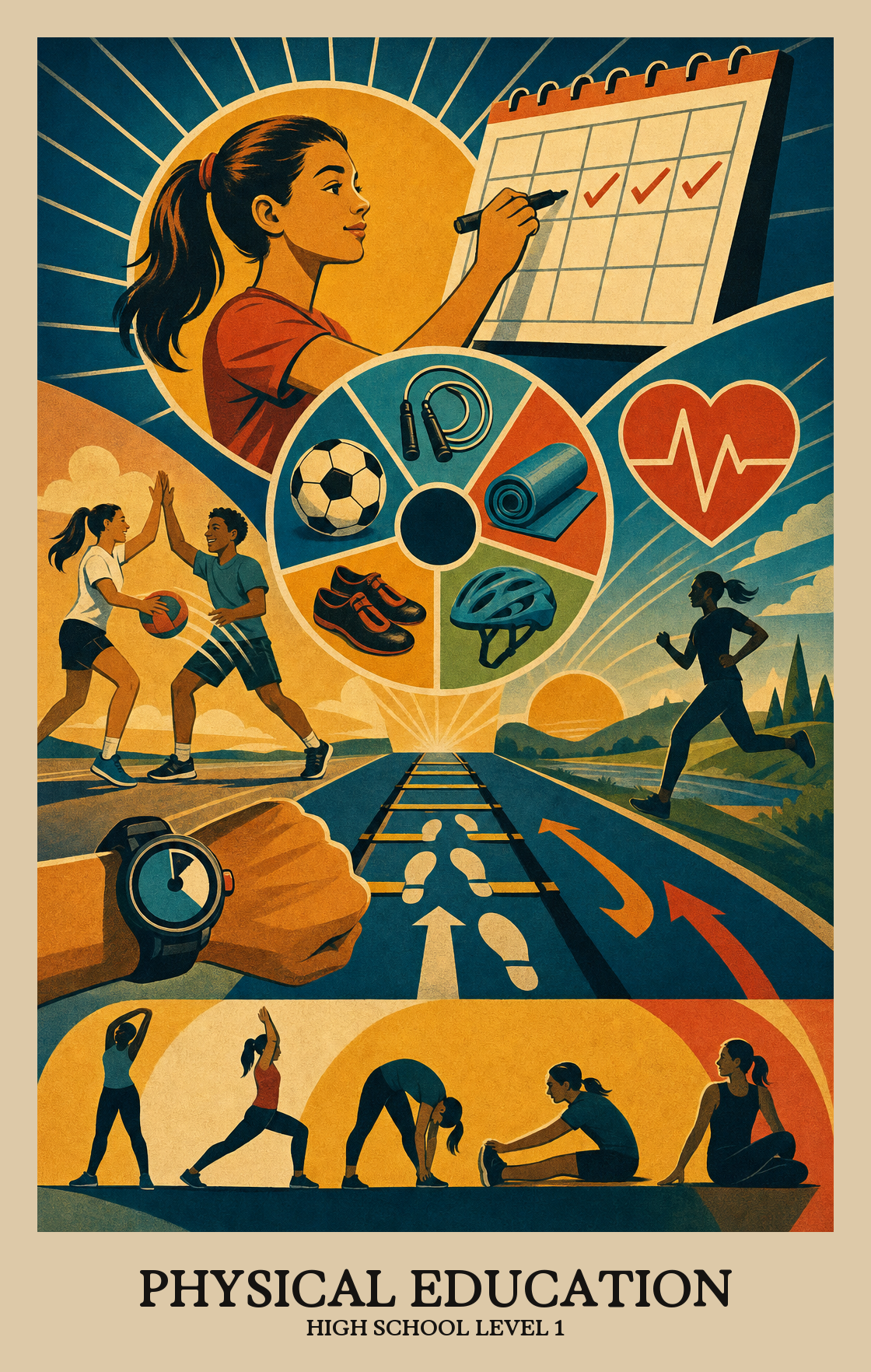 Illustration of what students learn in High School Level 1 Physical Education