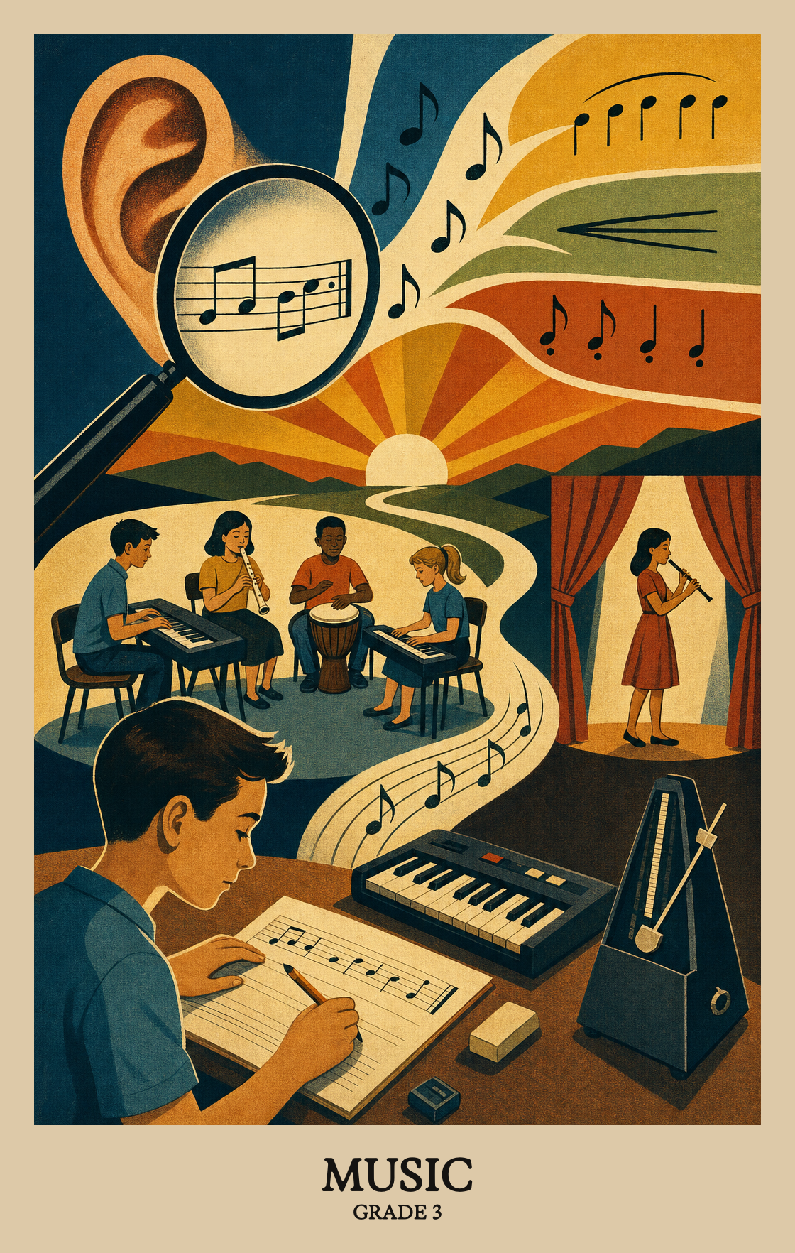 Illustration of what students learn in Grade 3 Arts: Music